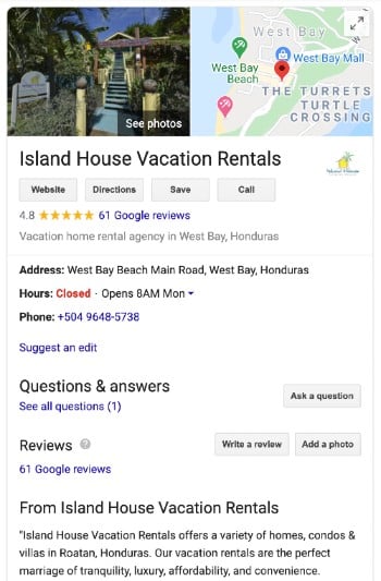 Island House Google My Business