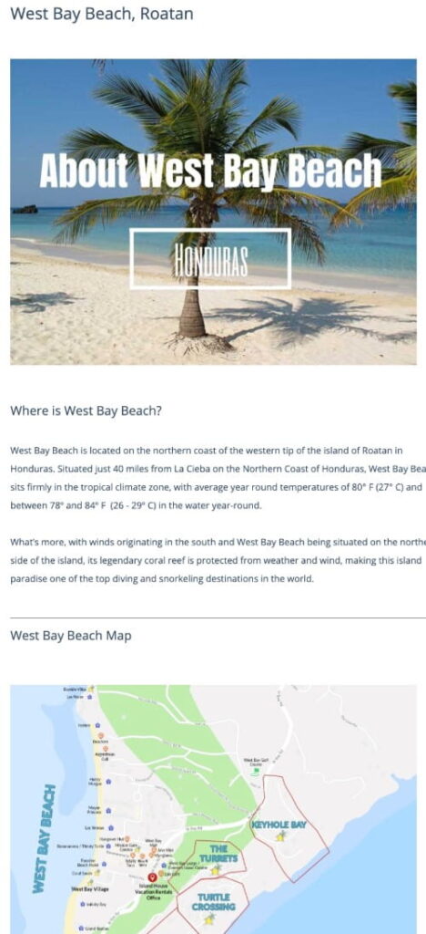 West Bay Beach Content Page