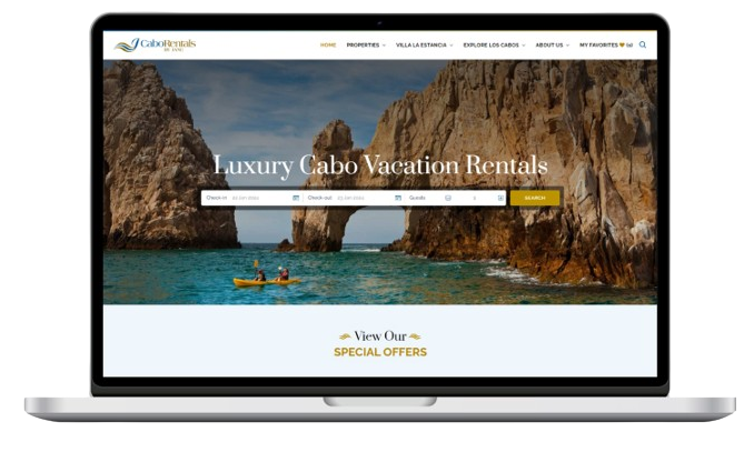 Cabo Rentals by Jane on laptop