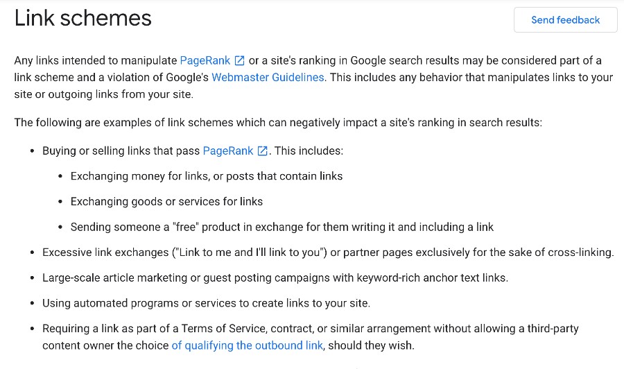 Google Link Schemes and Guidelines