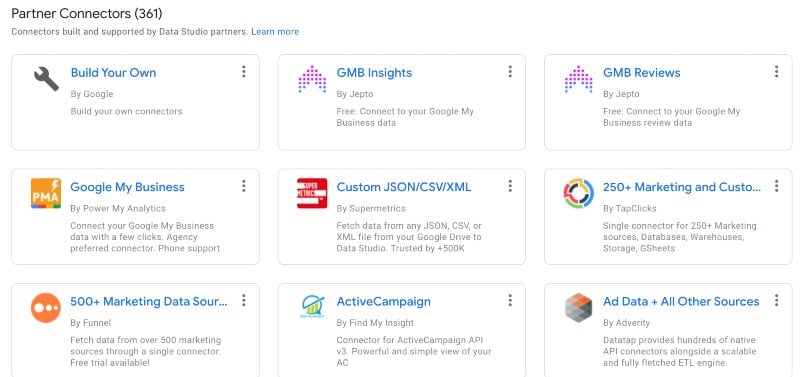 Google Data Studio Partner Connectors