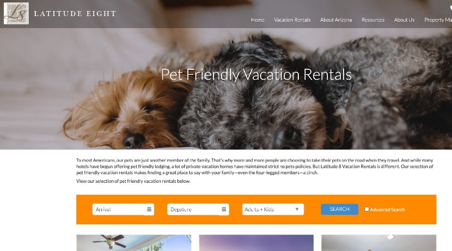 Pet Friendly Vacation Rental Property Pages
